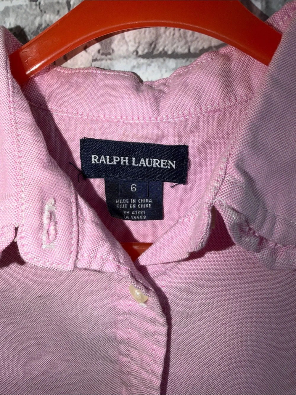 Girl's Ralph Lauren Light Pink Girls' Ruffle Collar Button-Down Shirt